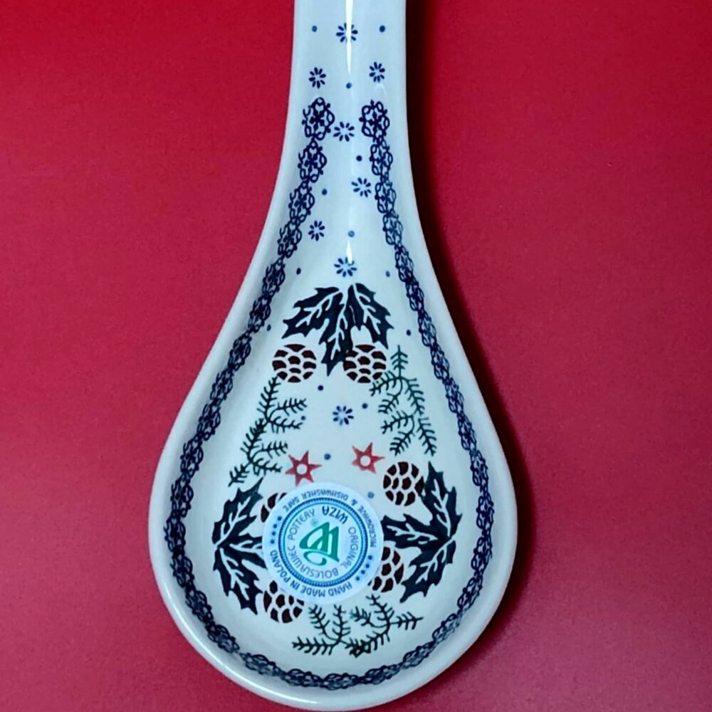 Polish Pottery, Boleslawiec spoon rest, Christmas pattern‎ - new